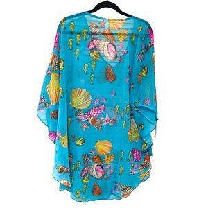 Palmera Womans Seashell Tunic Topper Beachy Artsy Sheer Poncho Coastal Fairy OS